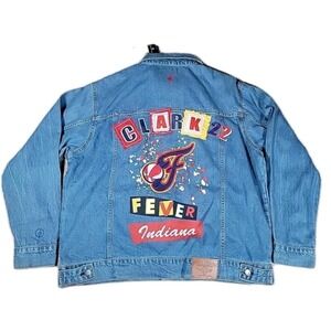 FISLL Caitlin Clark WNBA Indiana Fever Denim Jean Jacket Womens L New‎ NWT